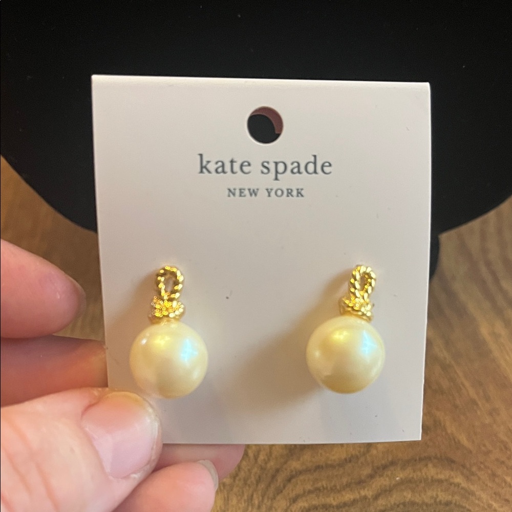 Kate Spade Gold and Cream Drop Earrings